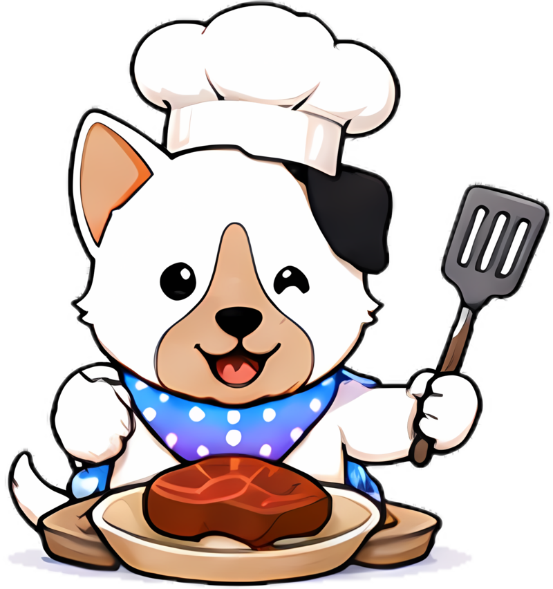 Link mascot preparing dog food